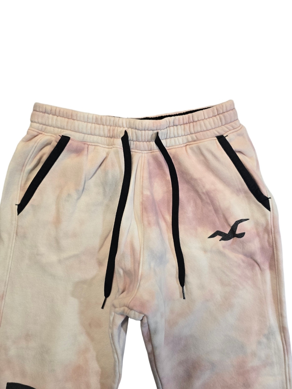 Hollister Womens Tie Dye Jogger Sweatpants Pink Logo Fleece Lounge Pants - Picture 11 of 15